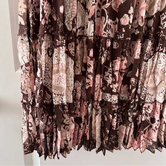 Y2K‎ Emma James Brown Paisley Floral Pleated Tiered Midi Skirt Women’s Size 14 - Picture 12 of 15